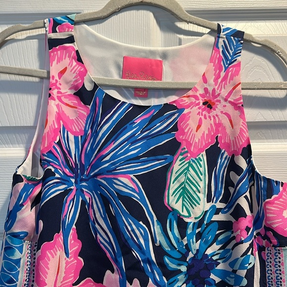 Lilly Pulitzer Jackie Silk High Neck Shift Mini Dress S High Tide Navy Resort - Picture 4 of 9